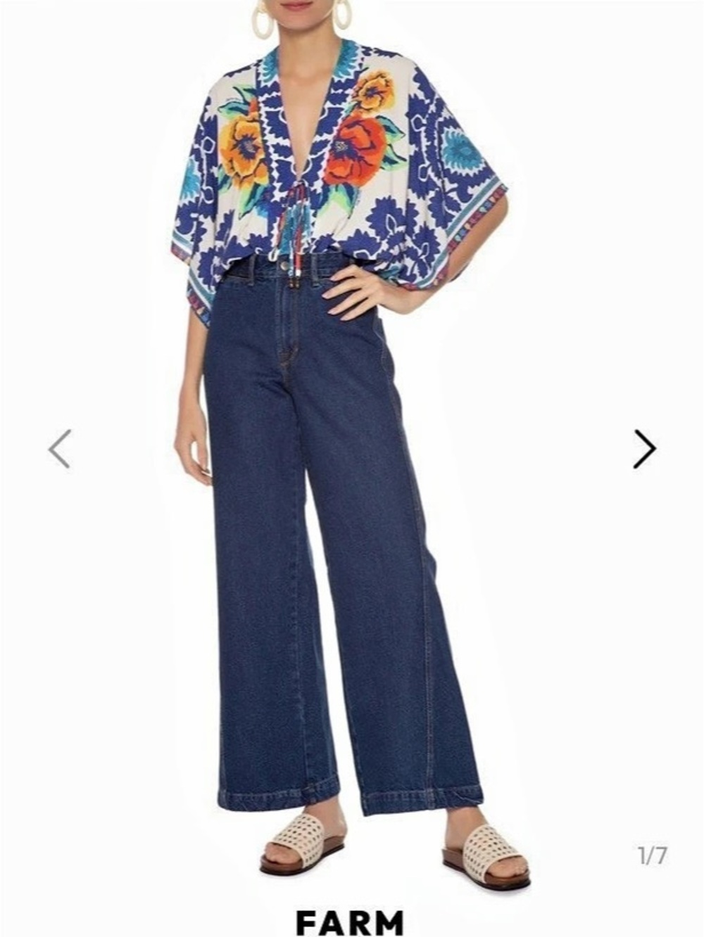 FARM Rio "Antuerpia" Blue Floral Print Bodysuit - Size M